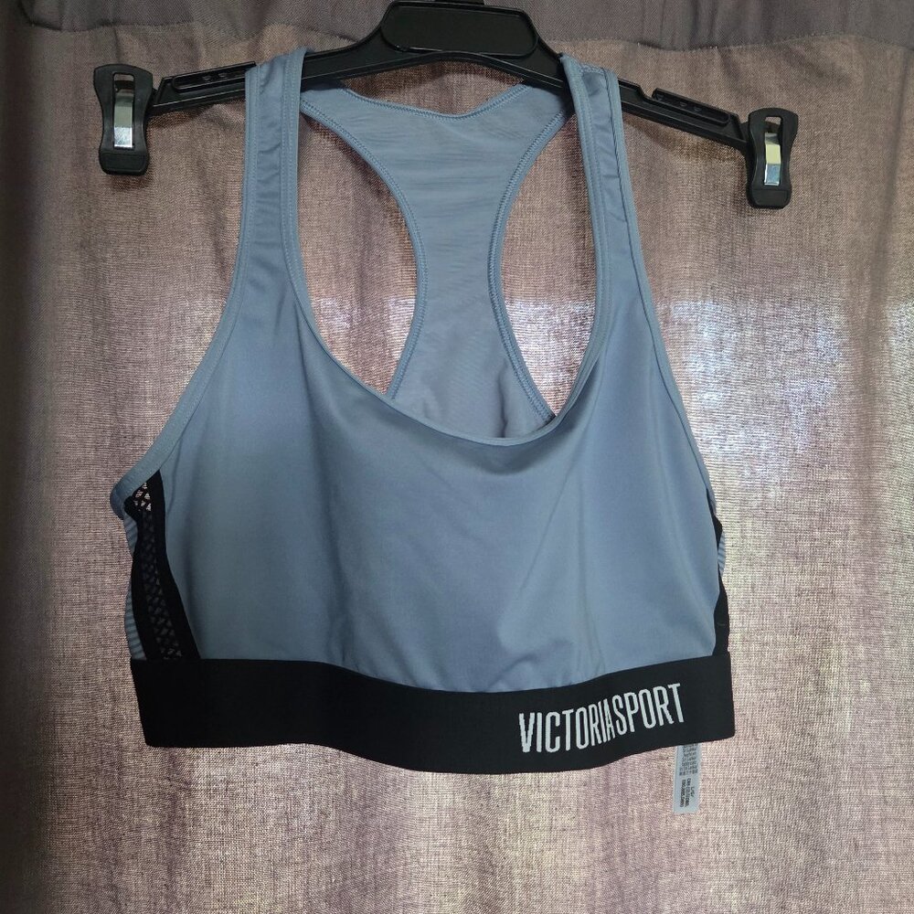 VICTORIA’S SECRET Sports Bra Racerback Scoop Neck Periwinkle, Sz L. NWOT.